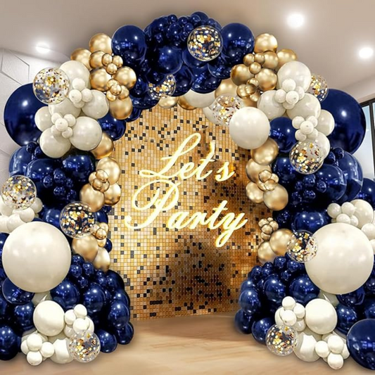 Navy Gold Tan Clear Confetti  Sage Premade Ready To Hang Balloon Garland Arch For Backdrops