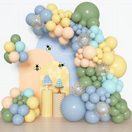 Sage Green Yellow Blue Assortment Premade Ready To Hang Balloon Garland Arch For Backdrops