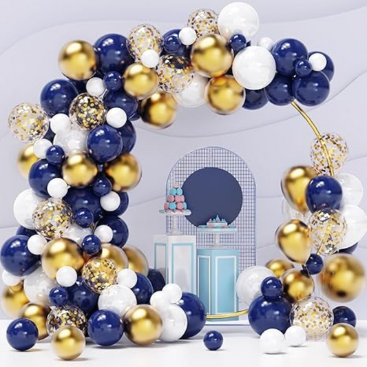 Navy Gold White Clear Confetti Sage Premade Ready To Hang Balloon Garland Arch For Backdrops