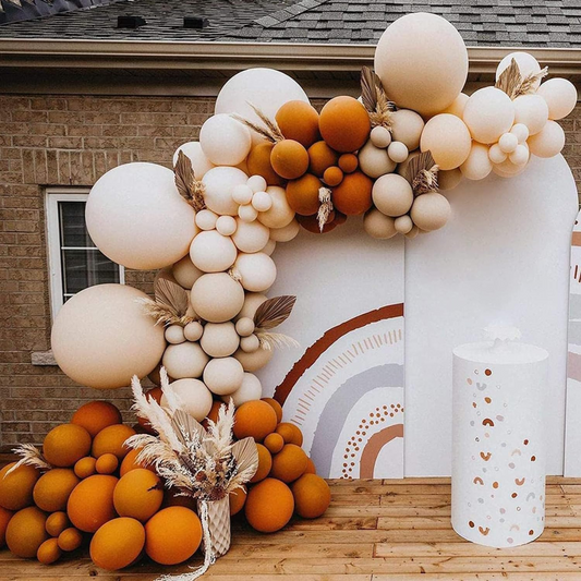 Burnt Orange and Tan Premade Ready To Hang Balloon Garland Arch For Backdrops