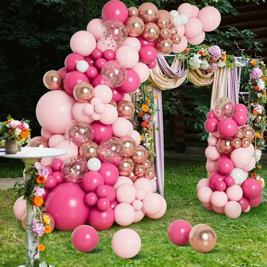 Pink Light Pink Metallic Pink Premade Ready To Hang Balloon Garland Arch For Backdrops