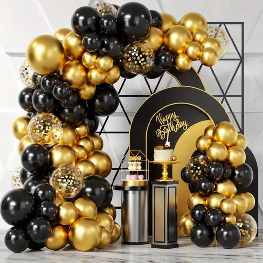 Gold Black Confetti Premade Ready To Hang Balloon Garland Arch For Backdrops