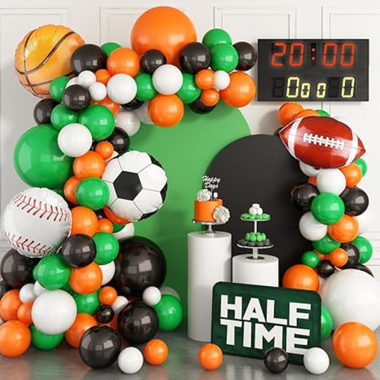 Green Black Orange Assortment Premade Ready To Hang Balloon Garland Arch For Backdrops