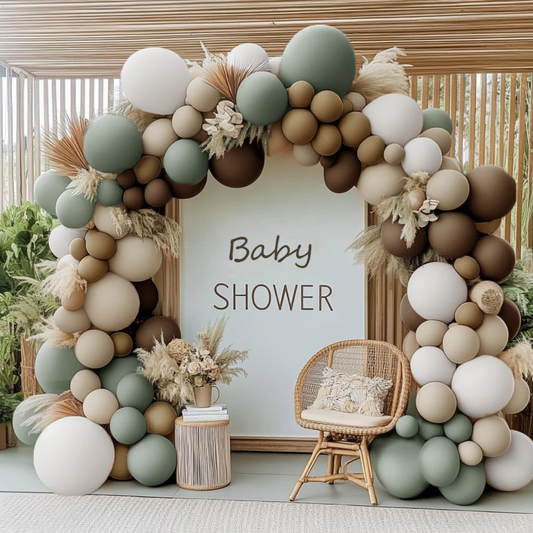 Sage Brown Tan White  Premade Ready To Hang Balloon Garland Arch For Backdrops