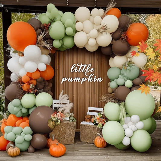 Brown Orange Sage Green Premade Ready To Hang Balloon Garland Arch For Backdrops