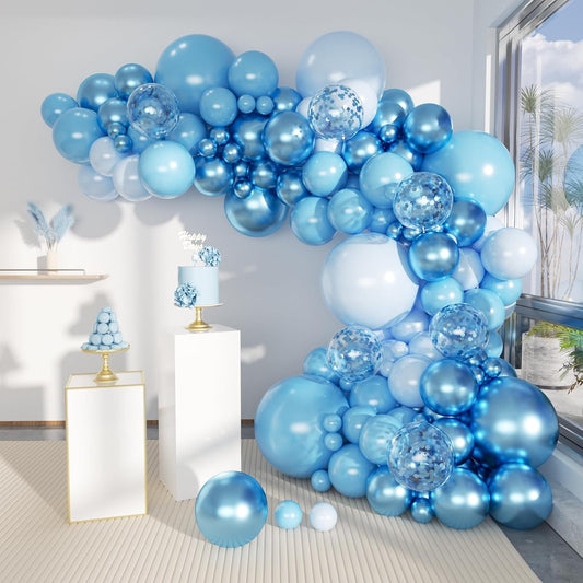 Light Blue Assortment Mix Premade Ready To Hang Balloon Garland Arch For Backdrops