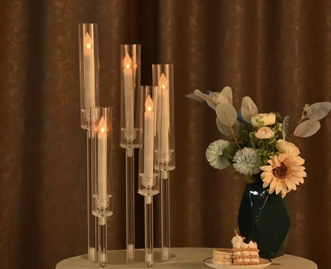 Rental- Tall Acryllic 5 Candle Holder Centerpiece